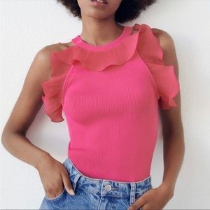 Zara Ruffle Top | Pink | Size Small